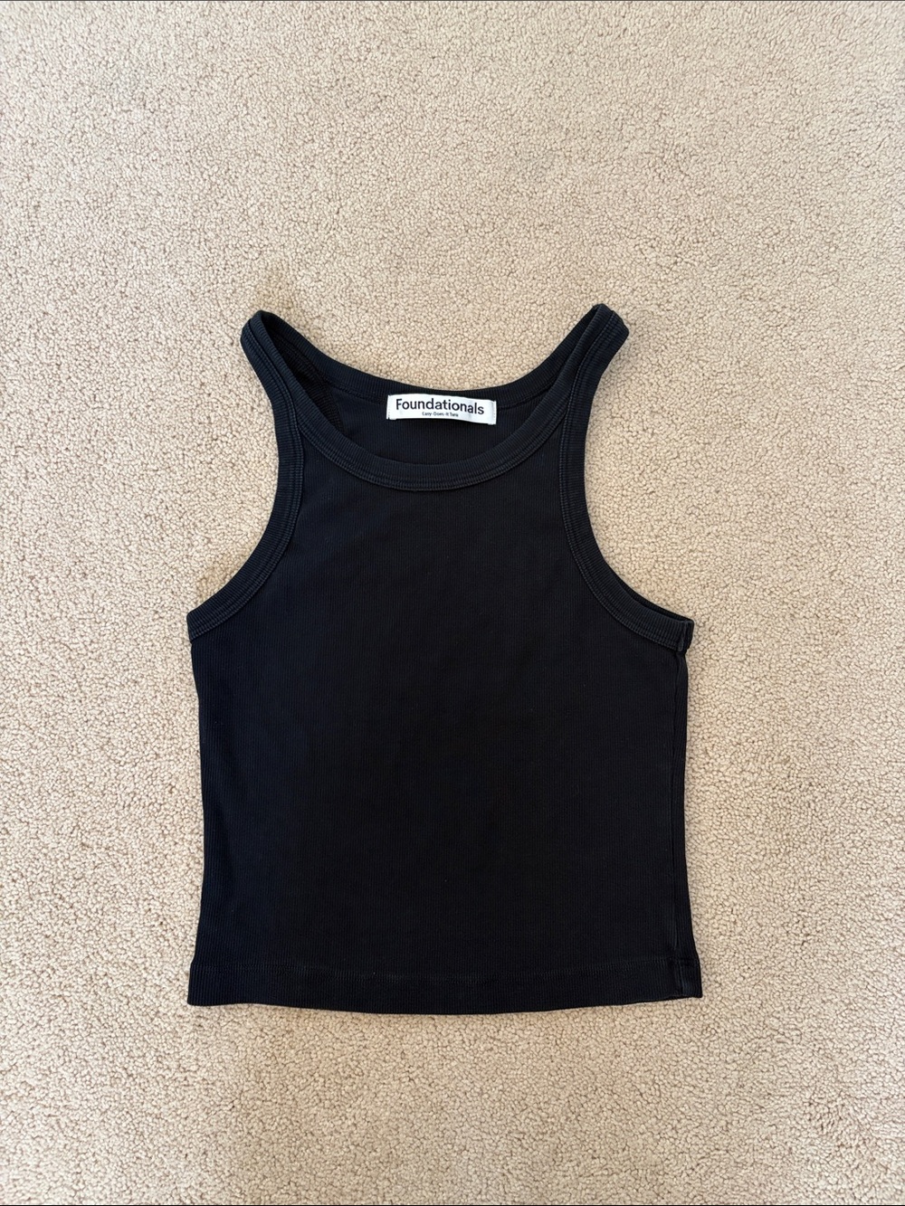 Foundationals Black Ribbed Tank Top Black XS